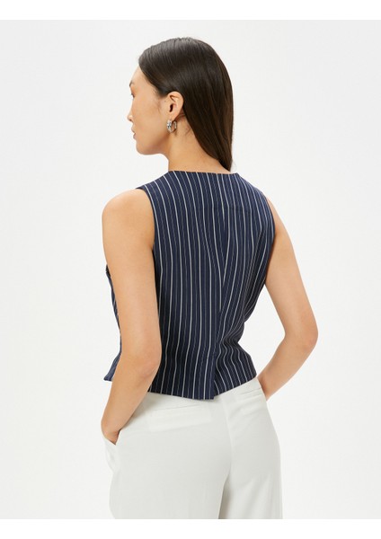 Crop Yelek Düğmeli Fleto Cepli Slim Fit V Yaka fırsatları