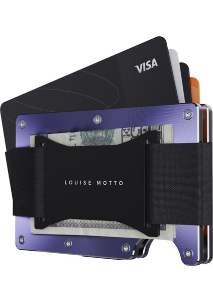 Louise Motto - Cardx - Shine Strap - Yeni Nesil Minimalist Cüzdan, Kartlık - Rfid Blocking, Kadın & Erkek (Mor)