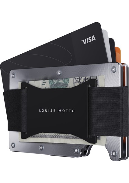 Louise Motto - Cardx - Shine Strap - Yeni Nesil Minimalist Cüzdan, Kartlık - Rfid Blocking, Kadın & Erkek (Gümüş)