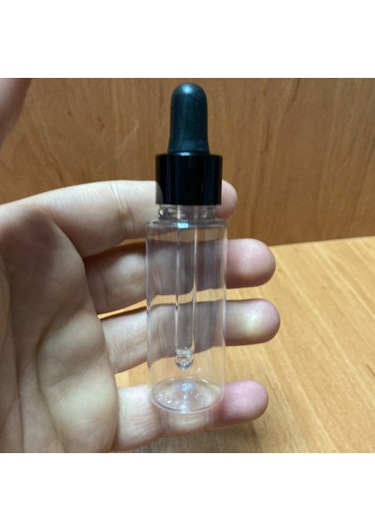 30 ml Plastik Şeffaf Şişe Cam Damlalıklı , Siyah Metal Kapaklı , 30 cc Cam Damlalıklı Pe Şişe x 10 Adet