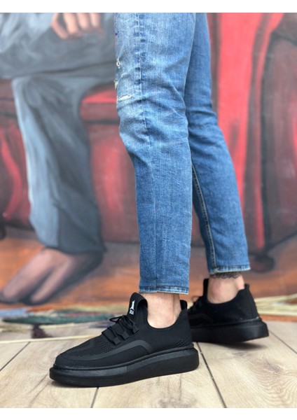 BA0375 Örme Triko Tarz Siyah Siyah Taban Spor Ayakkabı modelleri