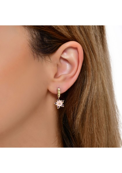 Çiçek Demeti 925 Ayar Gümüş Küpe Sarı Renk modelleri