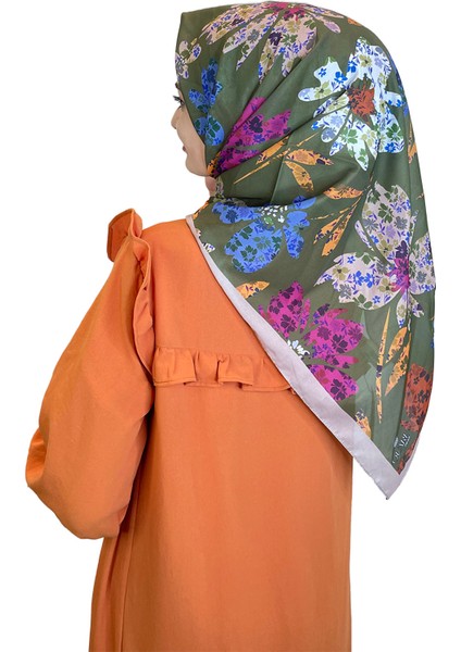 Quare Vual Krep Eşarp - Çiçek Desenli Eşarp 01114