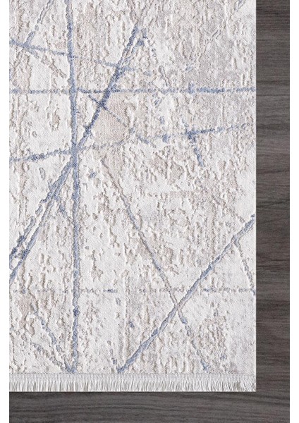 Romantik 02429B Gri Mavi Çizgi Desenli Halı modelleri