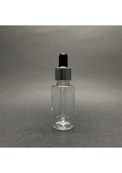 30 ml Kısa Şeffaf Şişe Cam Damlalıklı , Gümüş Metal Kapaklı , 30 cc Cam Damlalıklı Pe Şişe x 10 Adet fiyatları