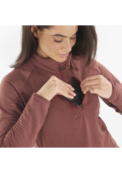 Essential Lightwarm Kadın Yarım Fermuar Polar - Bordo fırsatları
