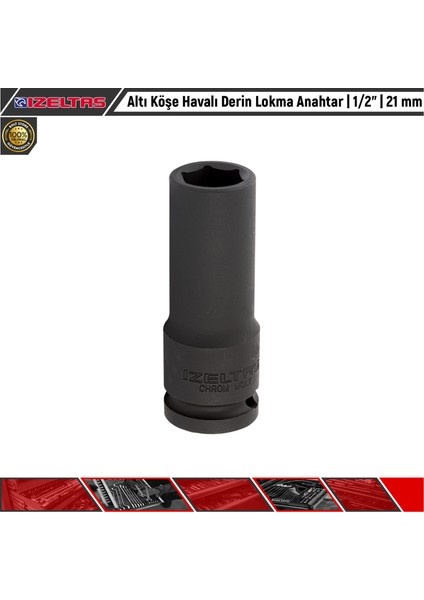 Altı Köşe Havalı Derin Lokma Anahtar 1/2” 21 mm