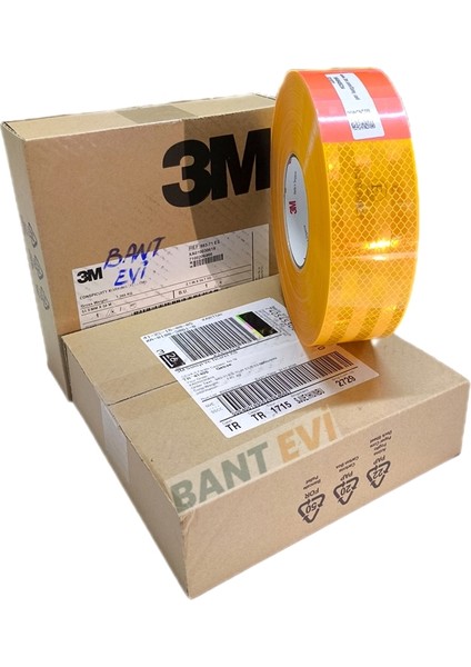 3m Reflektif Bant Sarı 55mmx5metre Tüvtürk Onaylı 3m 983 Diamond Grade Reflektör Şerit