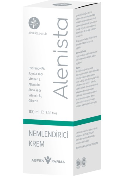 Alenista E ve B5 Vitaminli, Jojoba Yağlı El ve Yüz Nemlendirici Krem 100 ml