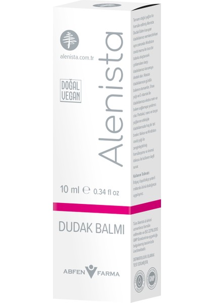 Alenista Vegan Dudak Balmı Kuruyan ve Çatlak Ciltler İçin 10 ml