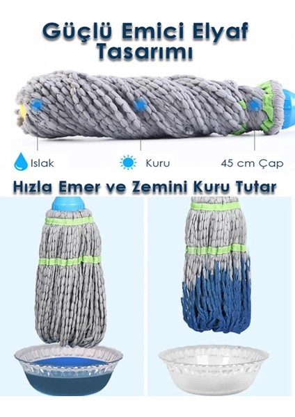 45 cm Alanı Tek Hamlede Temizleyen Tasarım Harikasıteleskopik Kendinden Sıkmalı Örgülü Twister Mop (4202) fiyatları