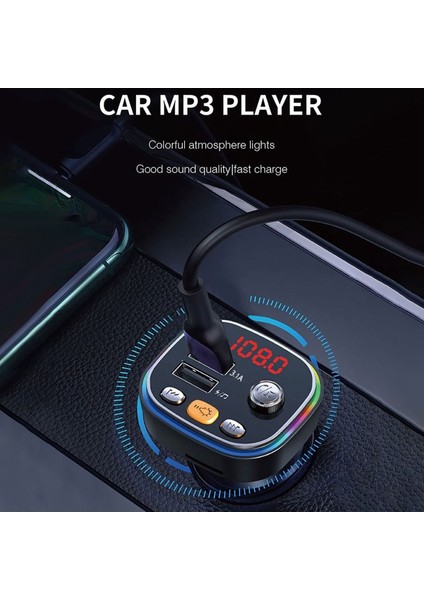 Deppo Trend Araç Fm Transmitter 5.0 Bluetooth Araç Kiti USB Mp3 Sd Kart Flash Için Uygun Çakmaklık Girişli