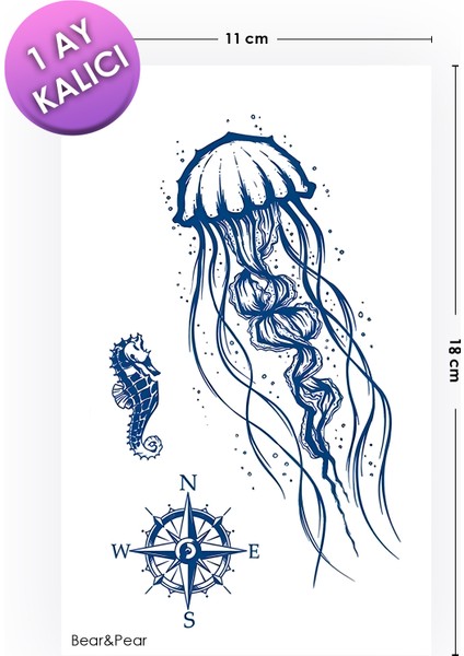 Nautica 30 Gün Kalıcı Tattoo Deniz Anası Deniz Atı Dövme fiyatları