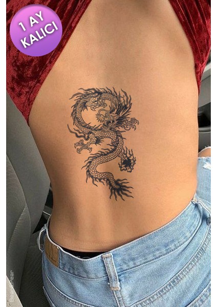 30 Gün Kalıcı Tattoo Ejderha Dövmesi Dragon Dövme