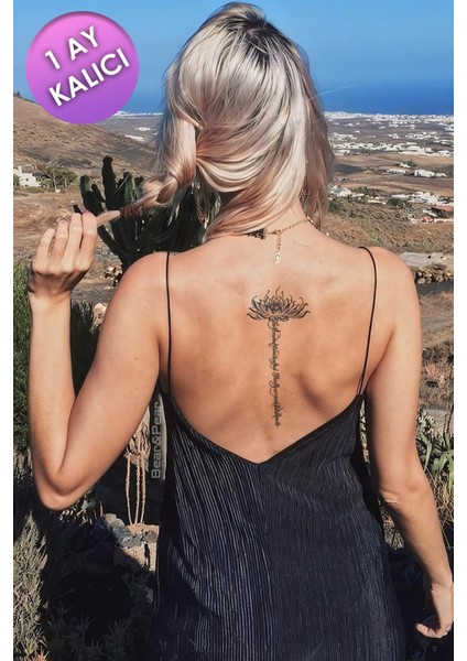 Bear&Pear BP Tattoo Lotus Yazı Japonca 1 Ay Kalıcı Su Transferli Dövme Kadın Kullanıcılar İçin