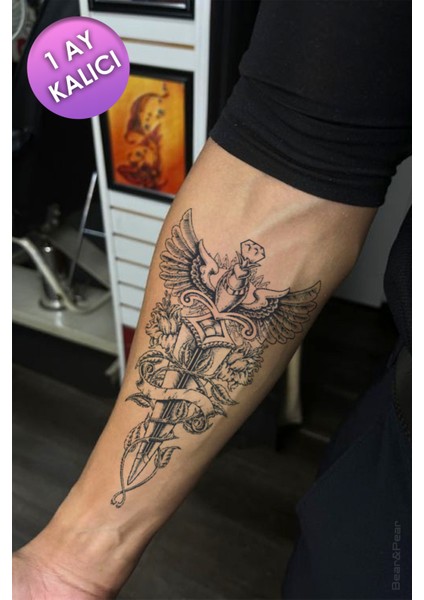 1 Ay Kalıcı Sword Tattoo Geçici Kılıç Unisex Dövme fiyatları