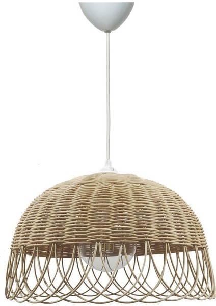 E27 Rattan, Bambu, Hasır Sarkıt Avize Bambu Çap 30 Cm 1 Kahverengi Bambu 30 X 46 Şapkalı