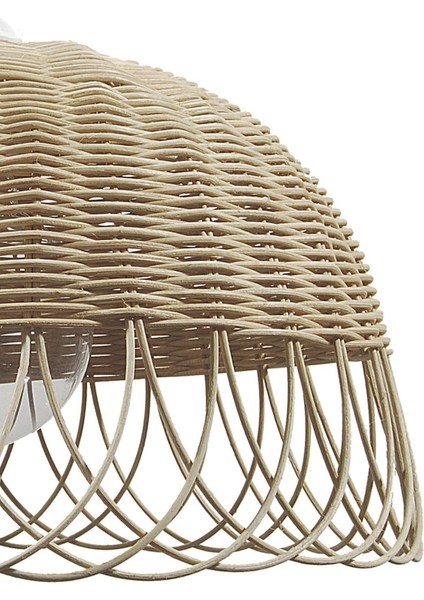 E27 Rattan, Bambu, Hasır Sarkıt Avize Bambu Çap 30 Cm 1 Kahverengi Bambu 30 X 46 Şapkalı