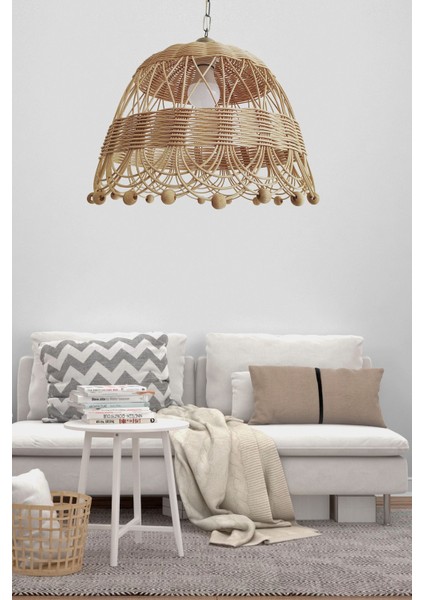 Tekno Trust E27 Rattan Bambu Hasır Sarkıt Avize Boncuklu 35 Cm Bambu Kahverengi 1 20-37 Cm Salon / Oturma Odası fırsatları