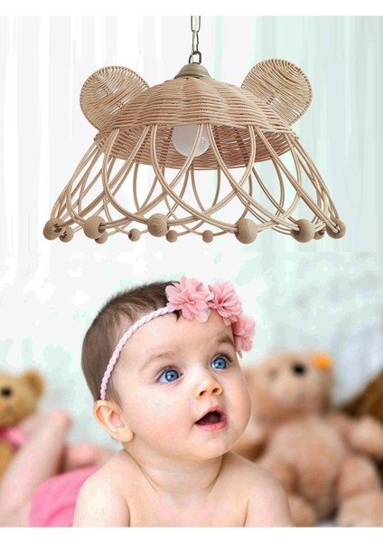 Tekno Trust 34 X 48 Rattan Bambu Hasır Sarkıt Ayı Tavşan Kulak Boncuklu Avize 35 Cm E27 Kahverengi 20-37 Cm 1 modelleri