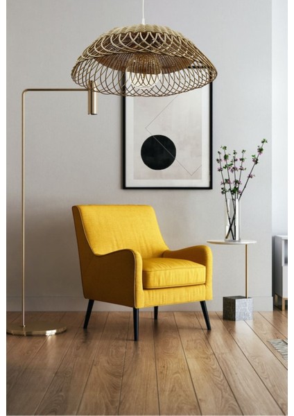 Tekno Trust 1 Rattan, Bambu, Hasır Sarkıt Avize Çap: 50 Cm Yükseklik: 18 Cm E27 Bambu 35 - 50 Cm 34 X 48 Kahver