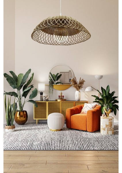 Tekno Trust 1 Rattan, Bambu, Hasır Sarkıt Avize Çap: 50 Cm Yükseklik: 18 Cm E27 Bambu 35 - 50 Cm 34 X 48 Kahver
