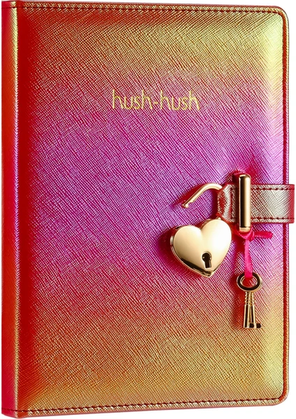 Victoria's Journals Hush Hush Metalik Kırmızı Kilitli Günlük Defteri 13 x 18 cm