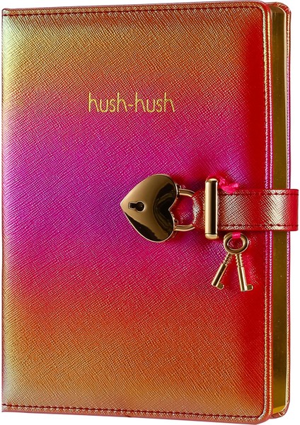 Victoria's Journals Hush Hush Metalik Kırmızı Kilitli Günlük Defteri 13 x 18 cm