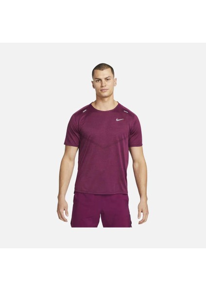 Dri-Fit Adv Techknit Ultra Short-Sleeve Running Top Erkek Koşu Spor Bordo Tshirt CZ9046
