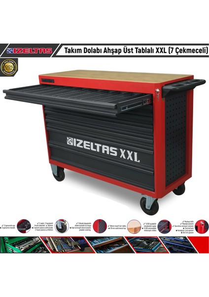 Takım Dolabı Ahşap Üst Tablalı Xxl (7 Çekmeceli)