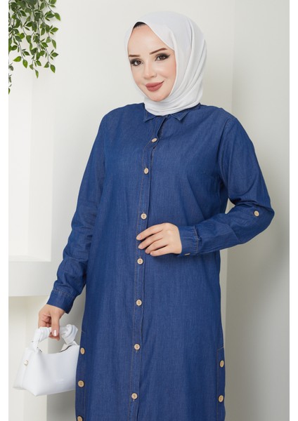 Kadın Ahşap Düğme Detaylı Pantolonlu Ikili Kot Takım modelleri