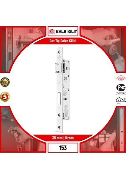 Dar Tip Daire Kilidi 153 35 mm Krom 15335000001