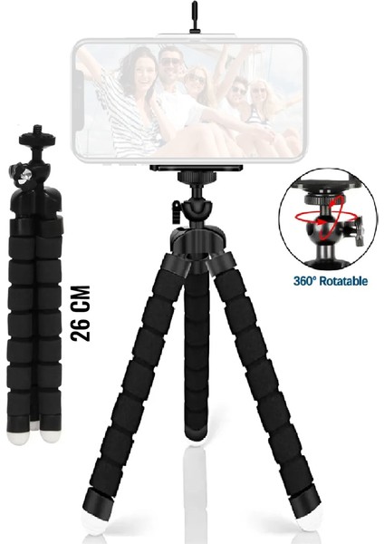 The Wlue 26 cm Süngerli Ahtapot Tripod Telefon Tutucu Aparat