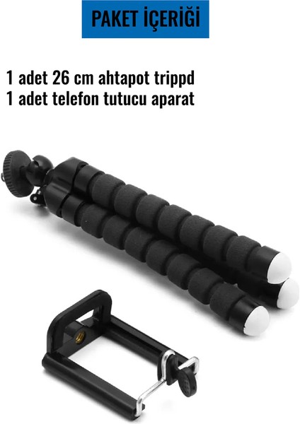 The Wlue 26 cm Süngerli Ahtapot Tripod Telefon Tutucu Aparat