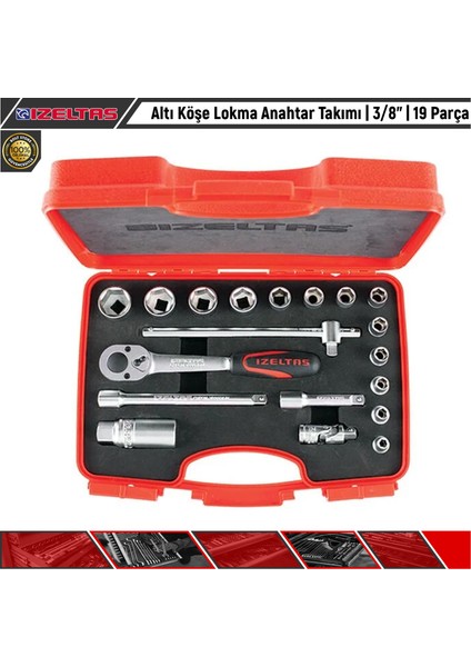 Altı Köşe Lokma Anahtar Takımı | 3/8" | 19 Parça
