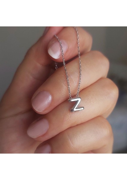 925 Ayar Gümüş Bombeli Harf Kolye