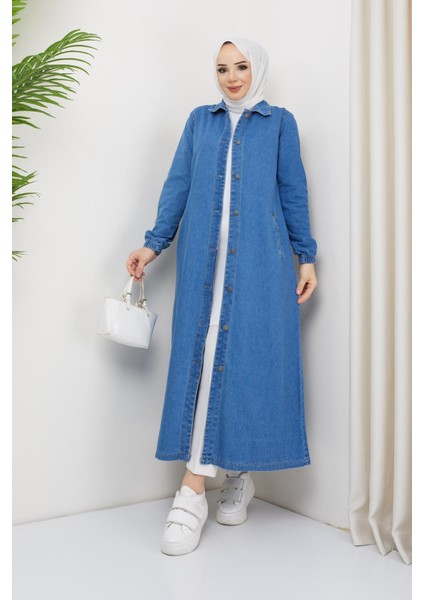 Kadın Denim Düğme Kapamalı Tesettür Kot Kap fiyatları