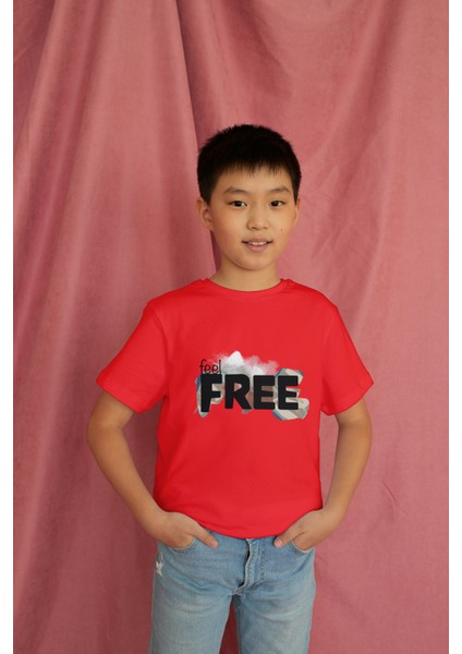 Erkek Çocuk Pamuk Free Baskılı Kısa Kol Tshirt modelleri