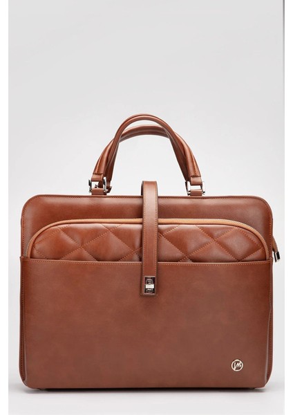 - Kadın Evrak Laptop Çantası Kapitone - 14" ve 15.6" Laptop Bölmesi Taba