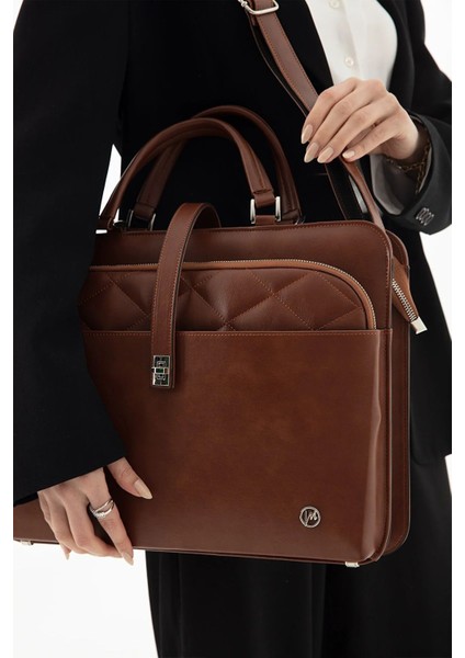 - Kadın Evrak Laptop Çantası Kapitone - 14" ve 15.6" Laptop Bölmesi Taba modelleri