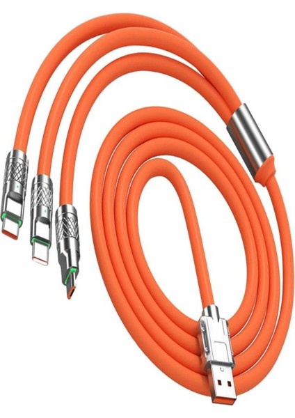 120W 6A 3 In 1 Süper Hızlı Şarj Kablosu Samsung , Iphone , Xiaomi , Huawei Uyumlu modelleri