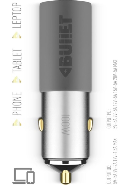 100W Araç Çakmaklık Şarj Cihazı Type-C ve USB Çıkışlı Profesyonel Turbo Hızlı Şarj fiyatları