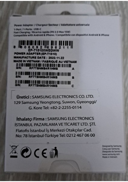 Şarj Cihazı 15W + Type-C Kablo fiyatları