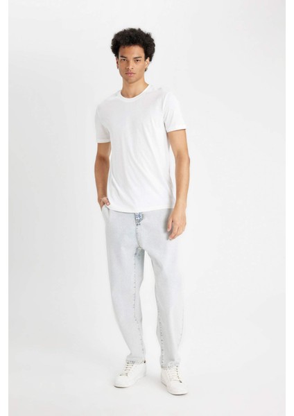 %100 Pamuk Relaxed Slouchy Fit Rahat Kesim Havuç Kalıp Normal Bel Daralan Paça Jean Pantolon B8321AX24AU