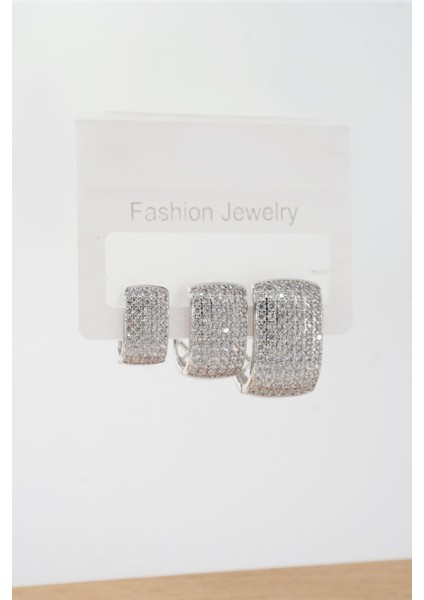 Kadın Vip Seri Zirkon Taşlı 3 Boy 3'lü Küpe Seti ZRK000