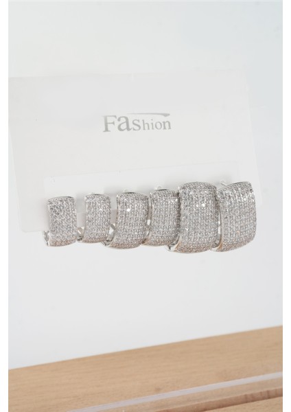 Kadın Vip Seri Zirkon Taşlı 3 Boy 6'lı Küpe Seti ZRK004