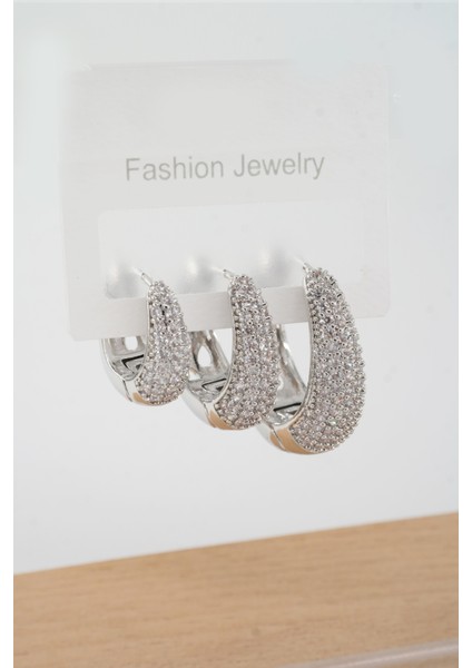 Kadın Vip Seri Zirkon Taşlı 3 Boy 3'lü Küpe Seti ZRK003 modelleri