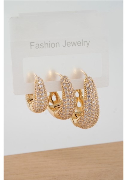 Kadın Vip Seri Zirkon Taşlı 3 Boy 3'lü Küpe Seti ZRK006 fiyatları