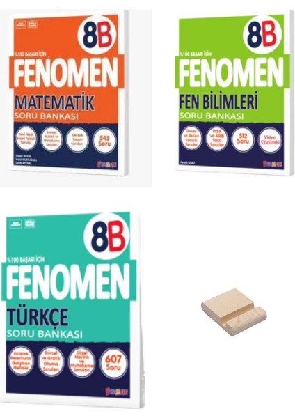 LGS 8. Sınıf B Serisi Matematik Soru Bankası - Fen Bilimleri Soru Bankası - Türkçe Soru Bankası 3'lü Set + Telefon Tutucu