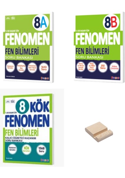 LGS 8. Sınıf A Serisi Fen Bilimleri Soru Bankası - B Serisi Fen Bilimleri Soru Bankası - Kök Fen Bilimleri Soru Bankası 3'lü Set + Telefon Tutucu